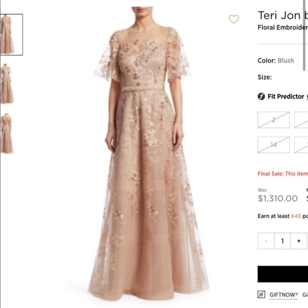 Teri Jon floral embroidered gown